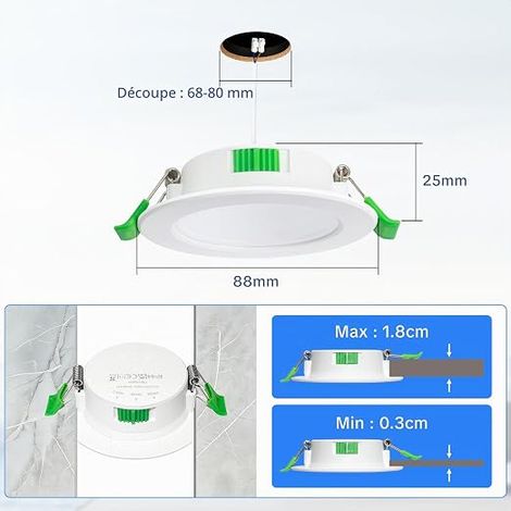 LED Recessed Spotlight 230V Dimmable 5W Extra Flat Ceiling Spotlights (1/4)