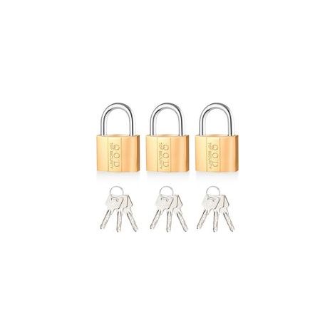 Cadenas à Clé, Lot de 3 Valises Robustes en Laiton, Cadenas pour Casiers et Armoires(38 mm), 9 Clés En Laiton (1/5)