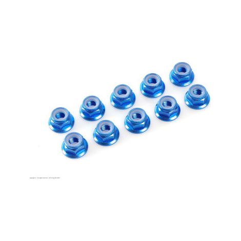 Revtec - Aluminium Nylstop Nut - M5 - Flanged - Blue - 10 pcs