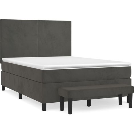 Maison Exclusive - Giroletto a Molle con Materasso Grigio Scuro 140x200 cm Velluto (1/5)