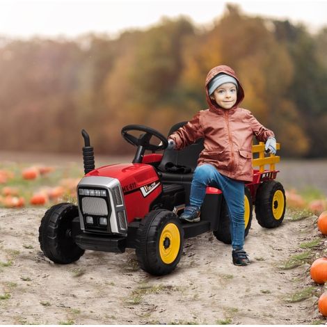 Tracteur électrique pour enfants avec télécommande parentale, 6 km/h, rouge et noir (1/5)