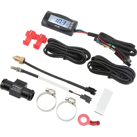 Adatto per termometro digitale 4 in 1 per moto con display LCD, temperatura dell'acqua, tensione e timer, DC12V