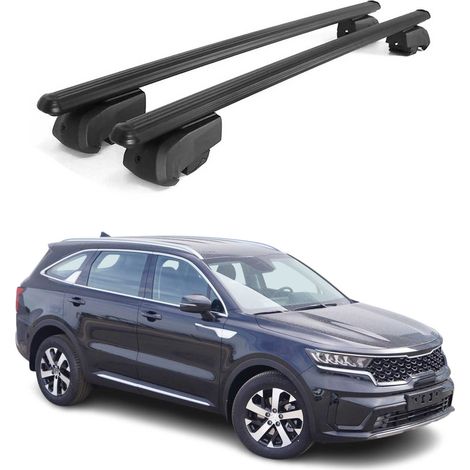 OMAC Aluminium Dachträger Querträger für Kia Sorento X-Line 2022-2026 – City Crash – ISO/PAS 11154:2006 – Abschließbar – Max. 75 kg – 2 Stangen Schwarz (1/5)