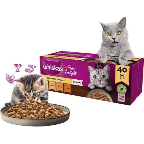 WHISKAS Pure Delight Geflügel-Delikatessen in Gelee 40 x 85 g