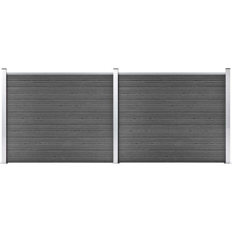 Zaunelement Set WPC 353x146 cm Schwarz