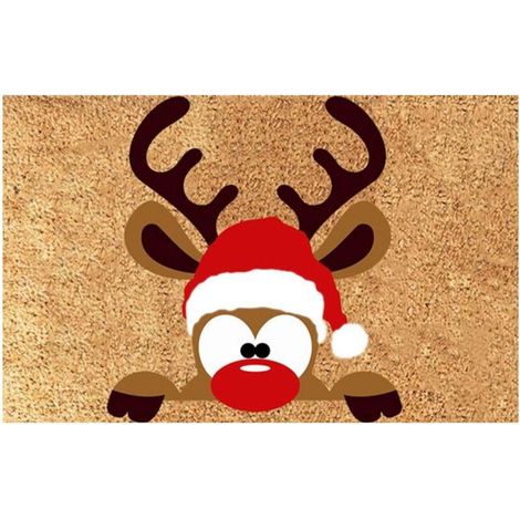 1 pcs Tapis Noel, Paillasson Noël - Merry, Antidérapant Tapis, Paillasson Tapis Sol pour Intérieur Extérieur (1/5)