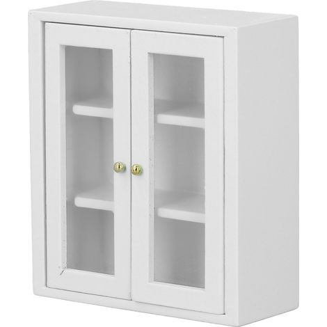 Meuble mural miniature en bois à l'échelle 1:12 pour maison de poupée, meuble de cuisine décoratif, jouet d'imitation blanc (1/5)