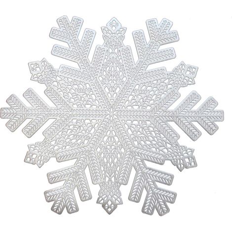 Lot de 6 Sets de Table en Vinyle métallique 38,1 x 43,2 cm, Motif ajouré, Flocon de Neige argenté (1/5)