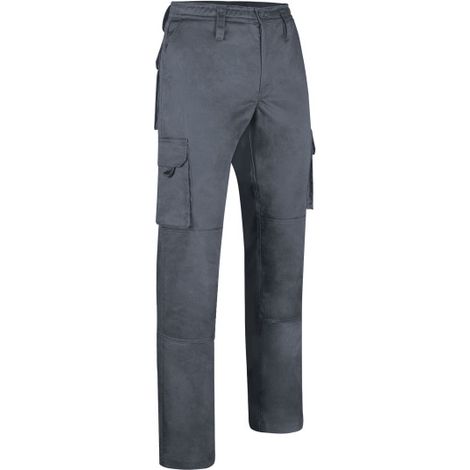 Pantalón de trabajo reforzado y multibolsillos para herramientas, diseño ajustado, en sarga gruesa VALENTO METIER 38 Gris cemento