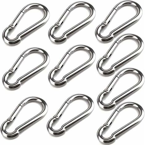 10 Mousquetons De 40 Mm X 4 Mm, Mousqueton En Acier Inoxydable 304 Avec Mousqueton, Capacité De Charge Jusqu'À Environ 80 Kg. (1/5)