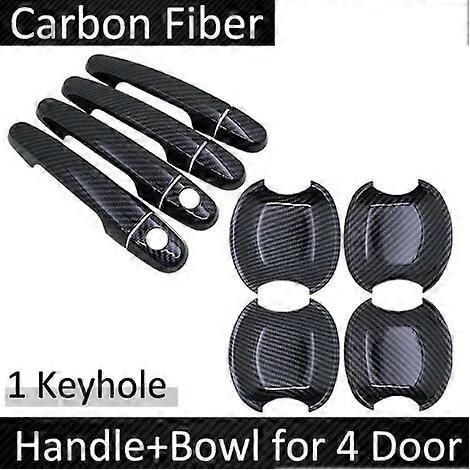 Poignée de porte autocollante en fibre de carbone noire pour Toyota Corolla E140 E150 (2007-2013) - Accessoires auto - HandleBowl 2 trous de serrure (1/5)