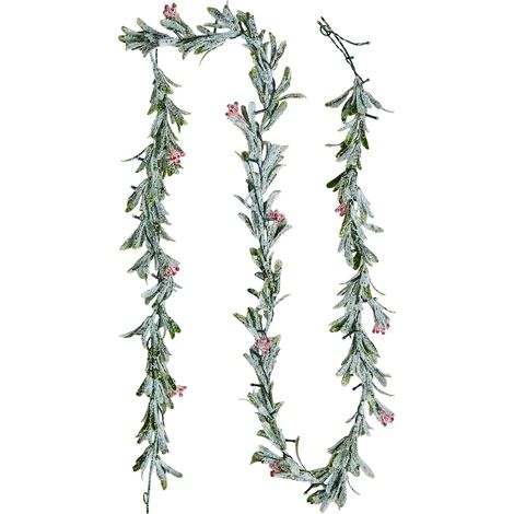 Guirlande de Noël, 2,7 m, Guirlande de Feuilles d'Olivier Artificiel Lumineuse, Décoration de Noël Verte, avec Baies Rouges, pour Manteau de Cheminées, Cheminées, à Suspendre, à Poser, Couronnes (1/5)