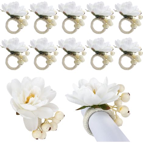 Dekorativer Serviettenring mit Blumenmuster / Handgefertigt aus Seide und Schaumstoff, elegantes Blumenmuster, Größe 9 × 8,5 cm, Durchmesser 4 cm, 1 Stück (1/5)