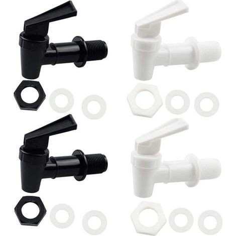 Plastique Robinet, Robinet De Tonneau, Distributeur De Boissons, Pour Fermenter Le Vin, La BièRe, Le Jus De Fruits, Les Boissons, Bec Verseur RéUtilisable (Noir, Blanc) (1/5)