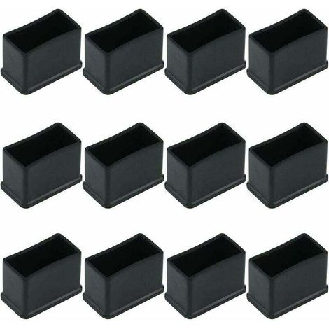 Tappi protettivi rettangolari in feltro gommato per gambe di mobili – Confezione da 12, 15 x 30 mm, neri