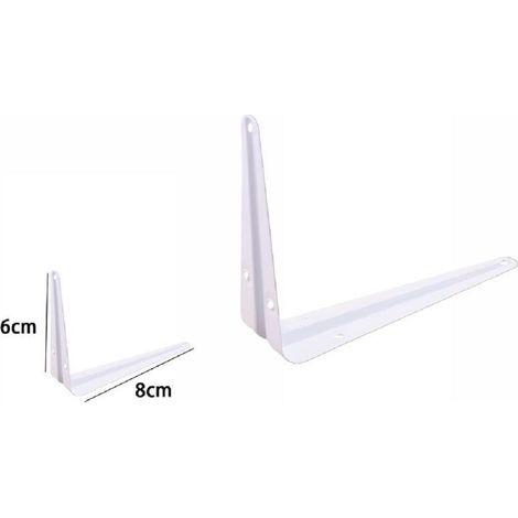 TrAdE Shop Traesio - 2pz Reggimensola Supporto Staffa Triangolare Mensola Metallo 6x8 Cm Bianca 07905 -