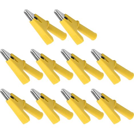 10-teiliges Krokodilklemmen-Prüfklemmen-Set (10 mm Öffnung, 10 A) mit 4-mm-Buchse, gelb (1/5)