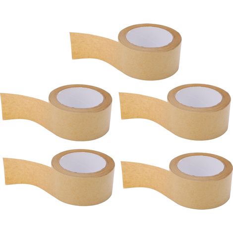 5 rouleaux ruban papier kraft adhésif auto sans eau écologique biodégradable fort robuste pour scellage carton 50mm x 30m (1/5)