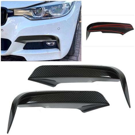 Rejilla de ventilación tipo pico de pato de 2 piezas para parachoques delantero, ABS estilo fibra de carbono, compatible con BMW Serie 3 F30 F31 320i 328i M Sport. (1/5)