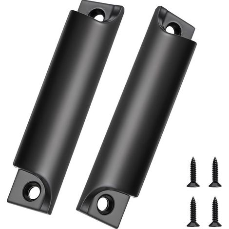 Lot de poignées de porte-balcon extérieure avec vis, poignées de tiroir, poignée de porte-balcon de cuisine, joints invisibles, tiroir plat, noir (1/5)