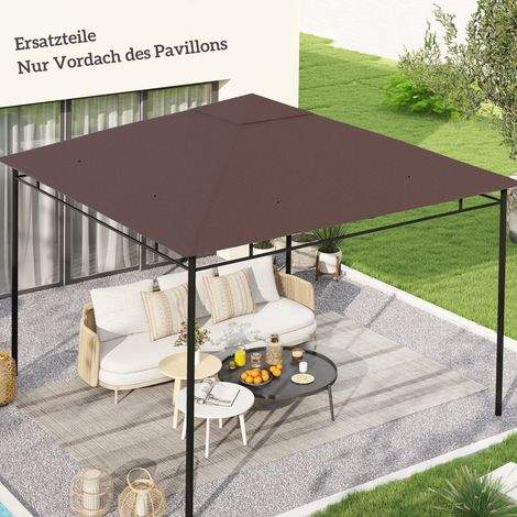 Toiture de remplacement pour pavillon de jardin. polyester. 2.98 x 2.95 m. couleur café