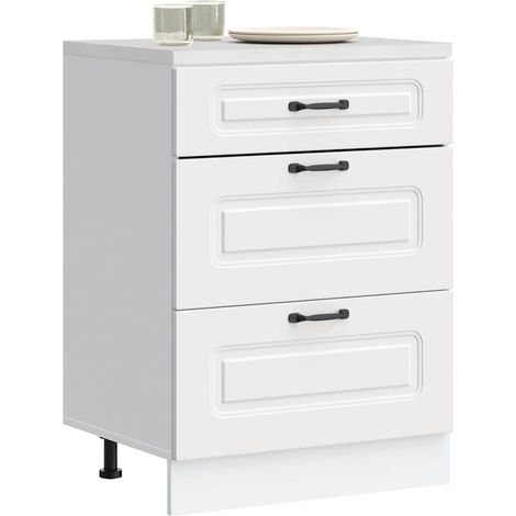 Vidaxl – Armoire de cuisine Kalmar blanc bois d'ingénierie – Grand espace de rangement – Portes pratiques – Pieds réglables pour configuration optimale