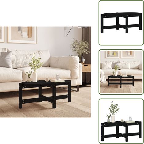 Table basse Noir 87x48x35 cm Bois massif de pin - Table Basse - Meuble Salon - Table D'appoint - Table Design - Bois Massif (1/5)