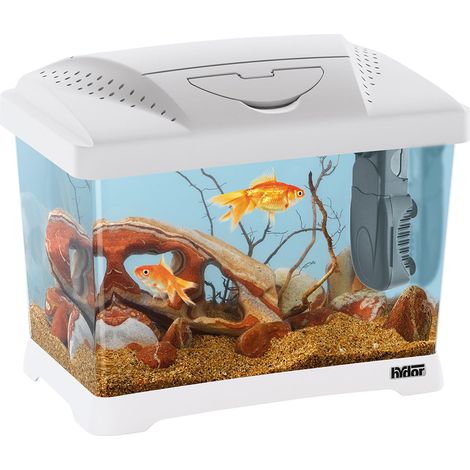 Ferplast Hydor Acquario in Plastica CAPRI JUNIOR, Capacità 21 L, Lampada e Filtro Interno, Bianco, 41 x 26,5 x h 34 cm (1/4)