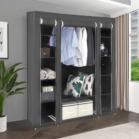 Porte-vêtements Pliable Haloyo®, pour Vestiaire, Chambre, Salle d’étude,172 x 134 x 43cm,noir (1/5)