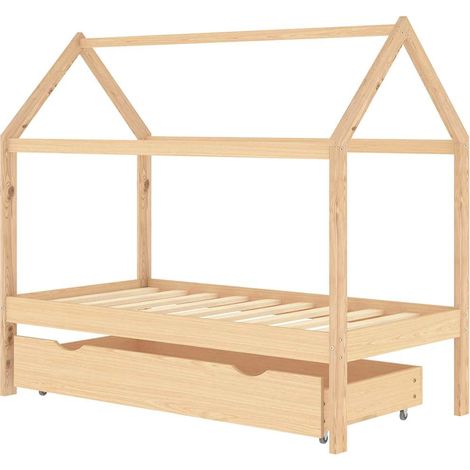 Lit enfant - Lit contemporain et un tiroir bois pin massif 80x160 cm fr6078 - Maison La Vie (1/5)