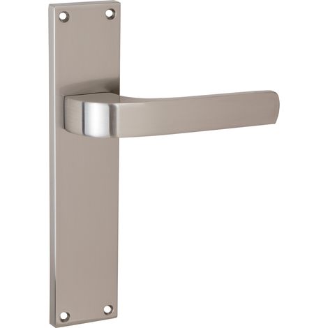 Manilla zamak níquel satinado placa rectangular para puertas (1/5)