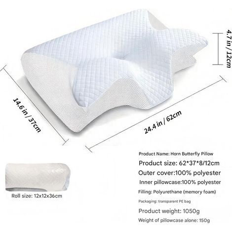 Viscoelastic cervical pillow, 2-in-1 ergonomic orthopedic pillow for neck pain relief, contoured support pillow, 1 piece, light white (Discount) (qb)-AquaForge