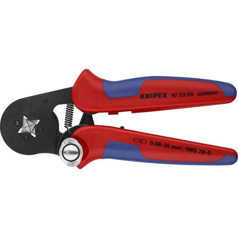 Knipex Pinza per Terminali a Bussola, con Regolazione Automatica per Crimpaggio Laterale Brunita, Rivestiti in Materiale Bicomponente 180 Mm 97 53 04 (1/4)