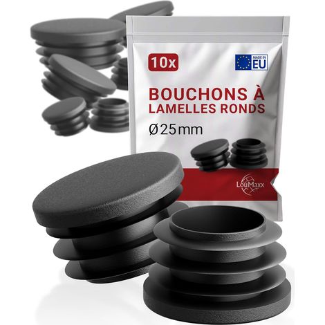 Bouchons Ronds 25mm - Lot de 10 - Polyéthylène Noir - Protection Tuyaux et Meubles - Intérieur Extérieur - Diamètre 25 mm (1/5)