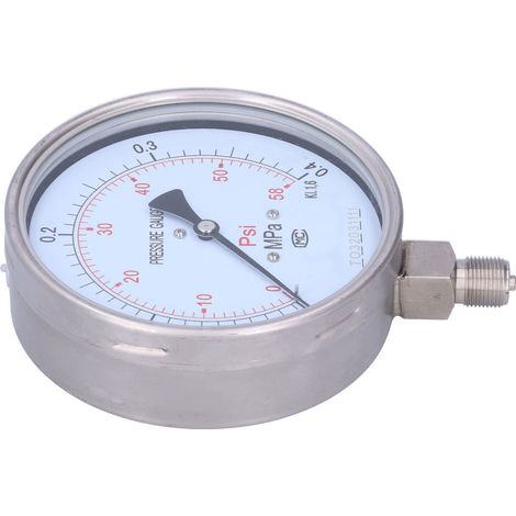 Manomètre acier inoxydable industriel précision mesure 0-0,4MPa raccord M20x1,5 modèle Y-150BF cadran 150mm (1/5)