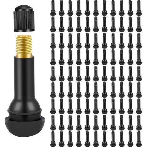 Valve Pneu Voiture, Valve Pneu Tubeless en Caoutchouc Snap-in pour Voiture, Convient pour Bicyclettes, Motos et Voitures (1/5)