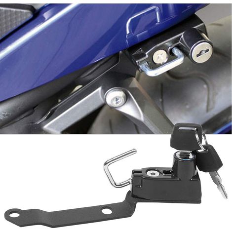 Antivol de casque en alliage d'aluminium compatible avec les motos Yamaha MT25 MT03 YZF R25 R3 2014-2019 (Noir) (1/4)