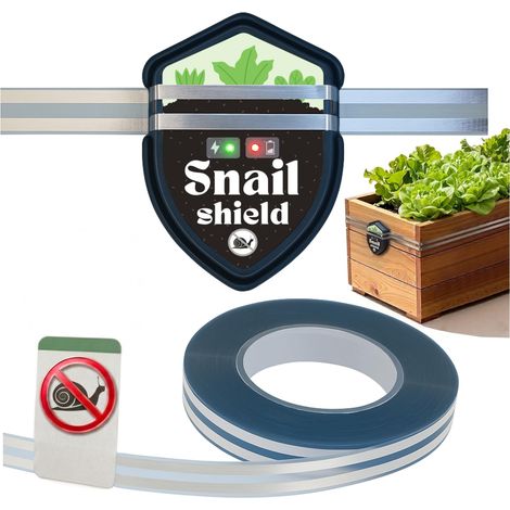 Kit électrique pour plate-bande surélevée à escargots - Avec ruban de clôture de 11 m - Protection contre les limaces et les escargots - Pour jardins, parterres de légumes, plantes (1/5)