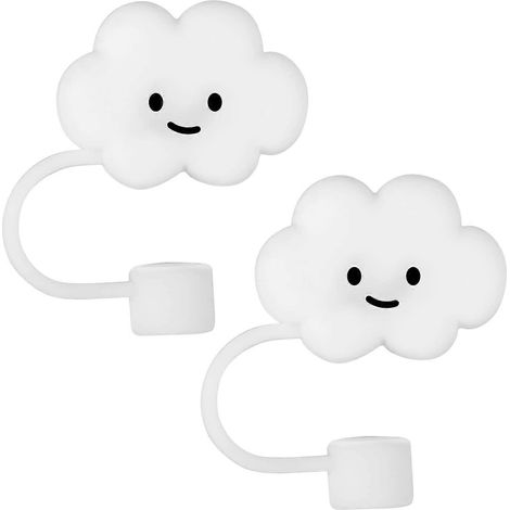 2pcs Straw Covers for Reusable Straws, Cute Straw Covers Cap Silicone Straw Tips Lids Dust-Proof Cloud Straw (1/5)