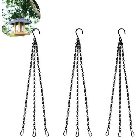 Suspension pour plantes - Lot de 3 - Support pour pots de fleurs - Charge maximale très élevée - Chaîne pour pots de fleurs de jardin - Décoration intérieure et extérieure - Noir - Longueur : 50 cm (1/5)