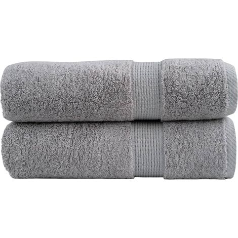 Serviettes de douche haut de gamme SOLUND, lot de 2. Grises, 70 x 140 cm, 600 g/m².