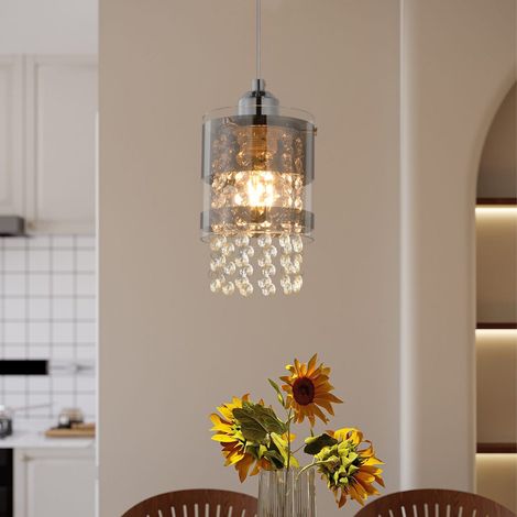 GBLY Suspension Moderne Lampe Suspendue: 1 Ampoule E27 en Verre 150 cm Hauteur Max réglable Lampe à Suspension en Cristal Design pour Salon Chambre Cuisine Salle à Manger sans Ampoule (1/5)