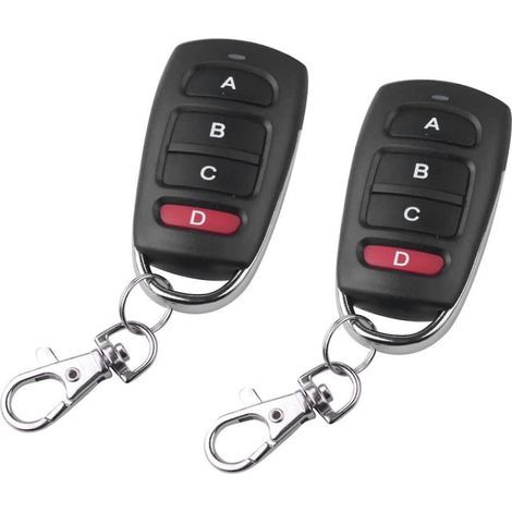 Telecommande Porte Garage - 433 MHz - Copie Fixe - 4 Boutons - Pour Portails Électriques et Portes de Garage - 2 Pièces (1/5)