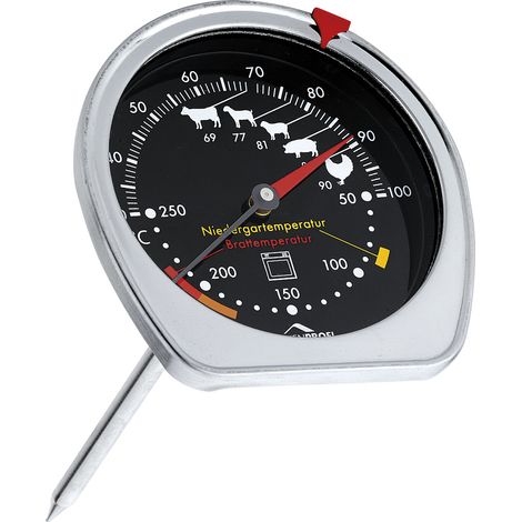 Braten- und Ofenthermometer, Edelstahl, 7 x 7,5 x 14 cm, 30–100 °C/50–250 °C / Kuchenprofi (1/2)