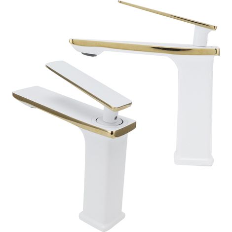 Robinet de lavabo en cuivre, mitigeur eau chaude/eau froide, monotrou, long manche, pour salle de bain, G3/8 (1/5)