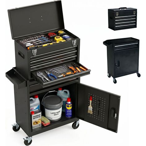 Tool Trolley, Lockable Steel, 5 Drawers, Top Box (1/5)