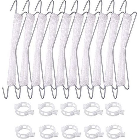 Lot de 10 crochets à tomates avec corde. tomates et concombres. serres pour autres légumes.10 crochets (10 mètres de fil) + 20 boucles (1/4)