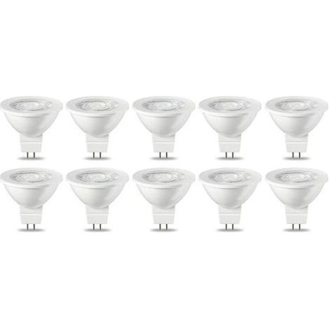 Set of 10 bulbs LED GU5.3 MR16 5 W White warm non dimmable, 220 V [Classroom energy G] (1/5)