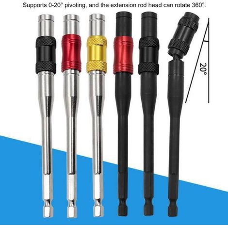5Pcs Embout de Perceuse Prolongateur de 1/4po Tige Hexagonale Tige d'Extension Magnétique de Tournevis 145mm (1/4)