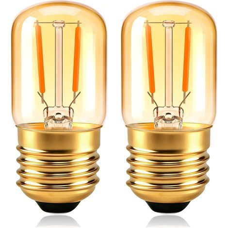 Ampoule Edison E27 Vintage, 1W LED Filament Equivalent 10W-15W Incandescence, Verre Ambré Blanc Chaud 2200K, Mini Rétro T28 E27 Ampoule Veilleuse Décorative, AC 230V, Non-Dimmable, Lot de 2 [Classe én (1/5)